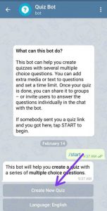 create new quiz on telegram