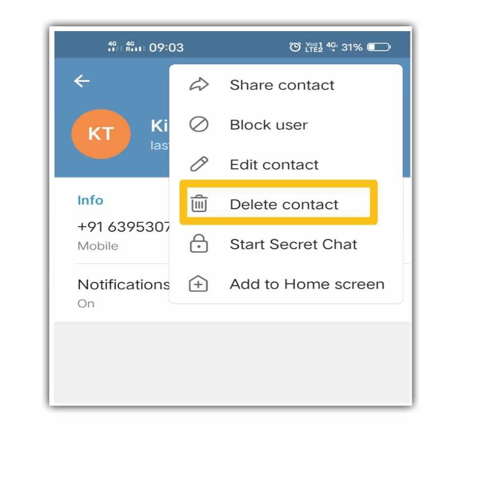 telegram delete contacts